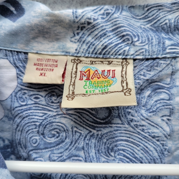 ❤️🩷❤️Maui tropical button up shirt xl blue short sleeve - Picture 4 of 7